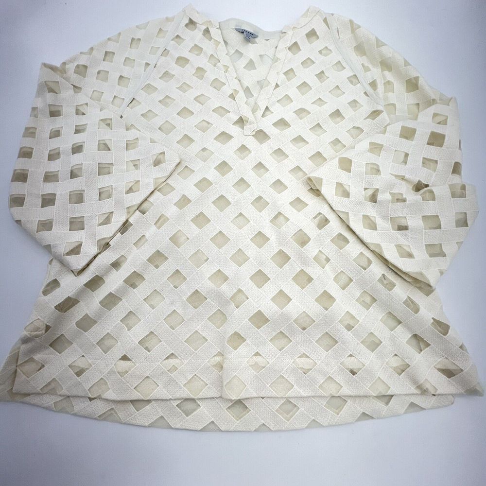 Jigsaw 3/4 Sleeve Lattice Pattern Blouse Size 6